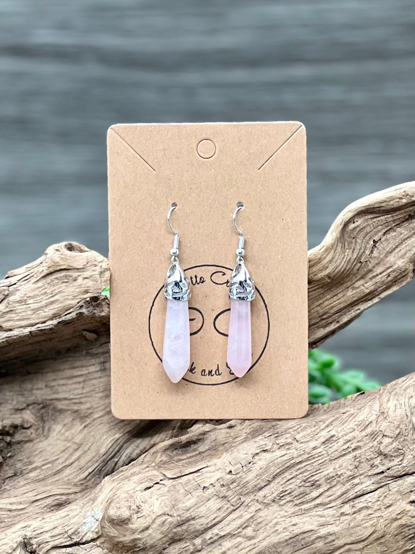 Rose Quartz Hanging Point Earrings