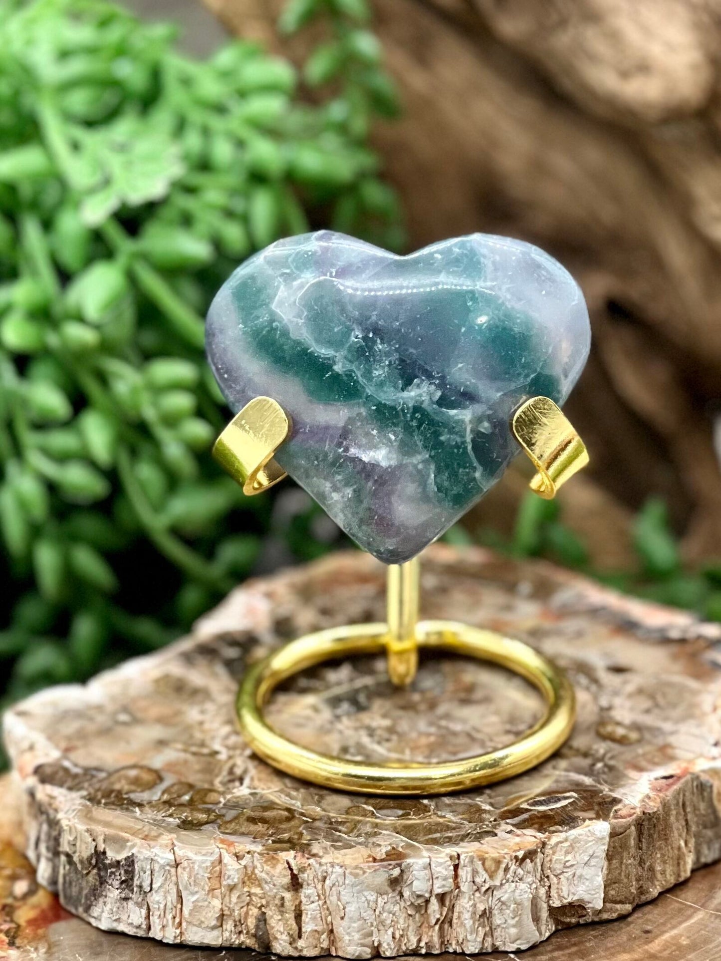 Rainbow Fluorite Heart