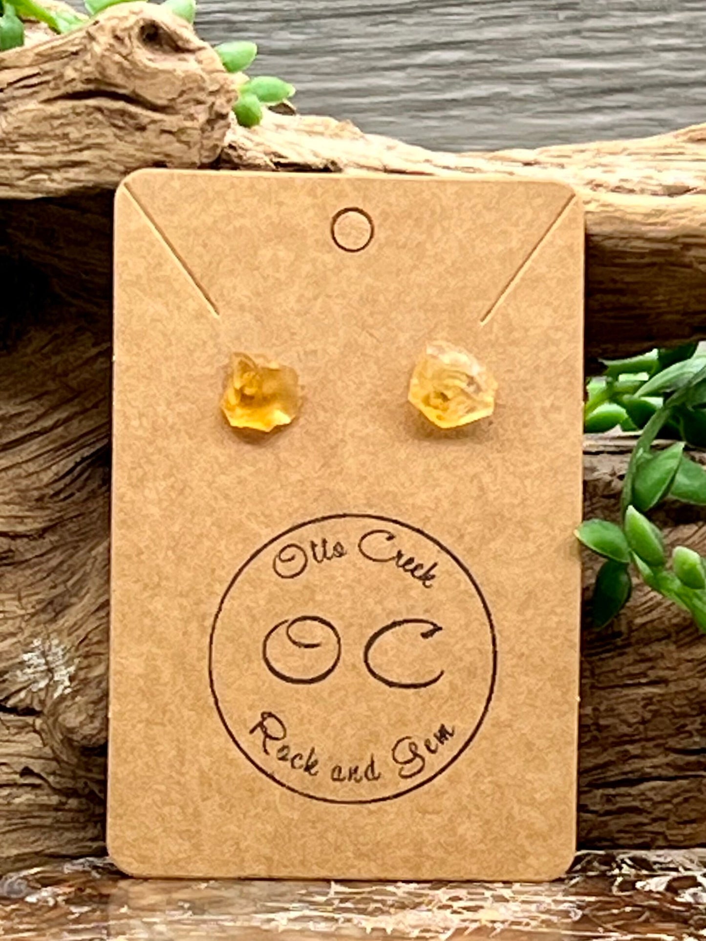 Raw Citrine Post Earrings