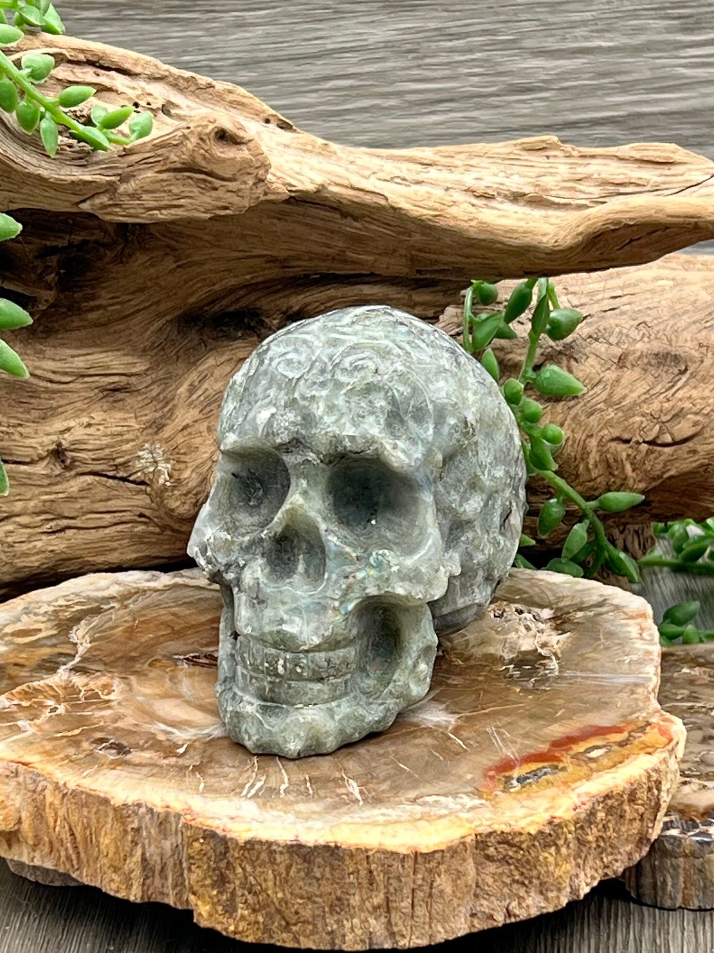 Labradorite Skull Carving