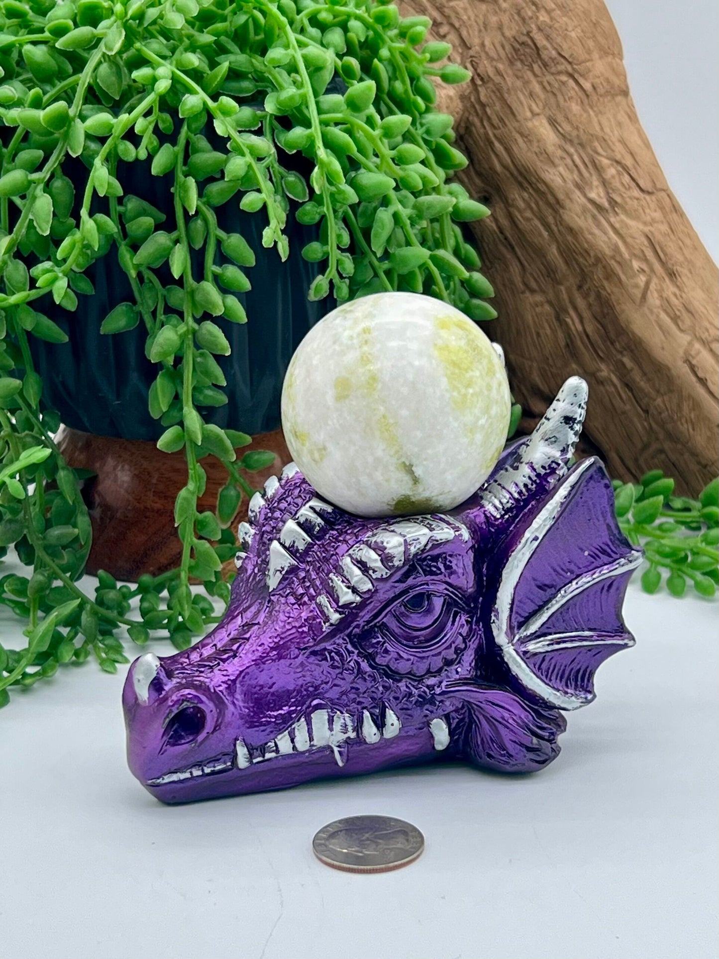 Purple Dragon Resin Sphere Stand