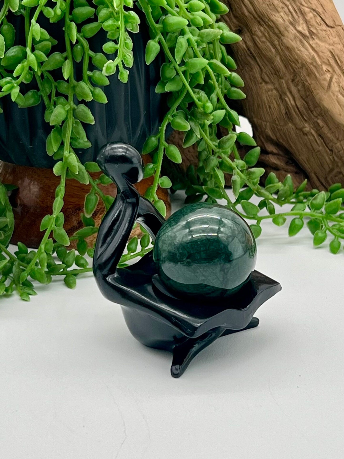 Minimalist Modern Black Resin Sphere Stand