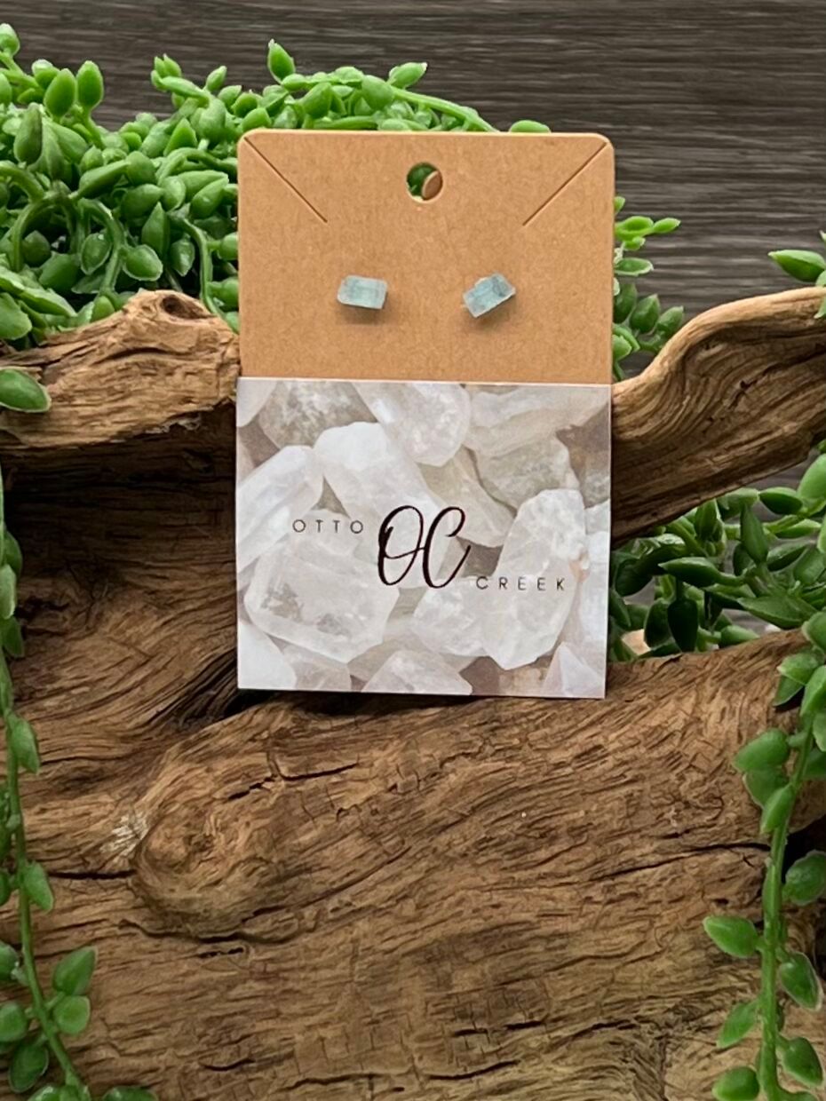 Aqua Raw Stone Earrings