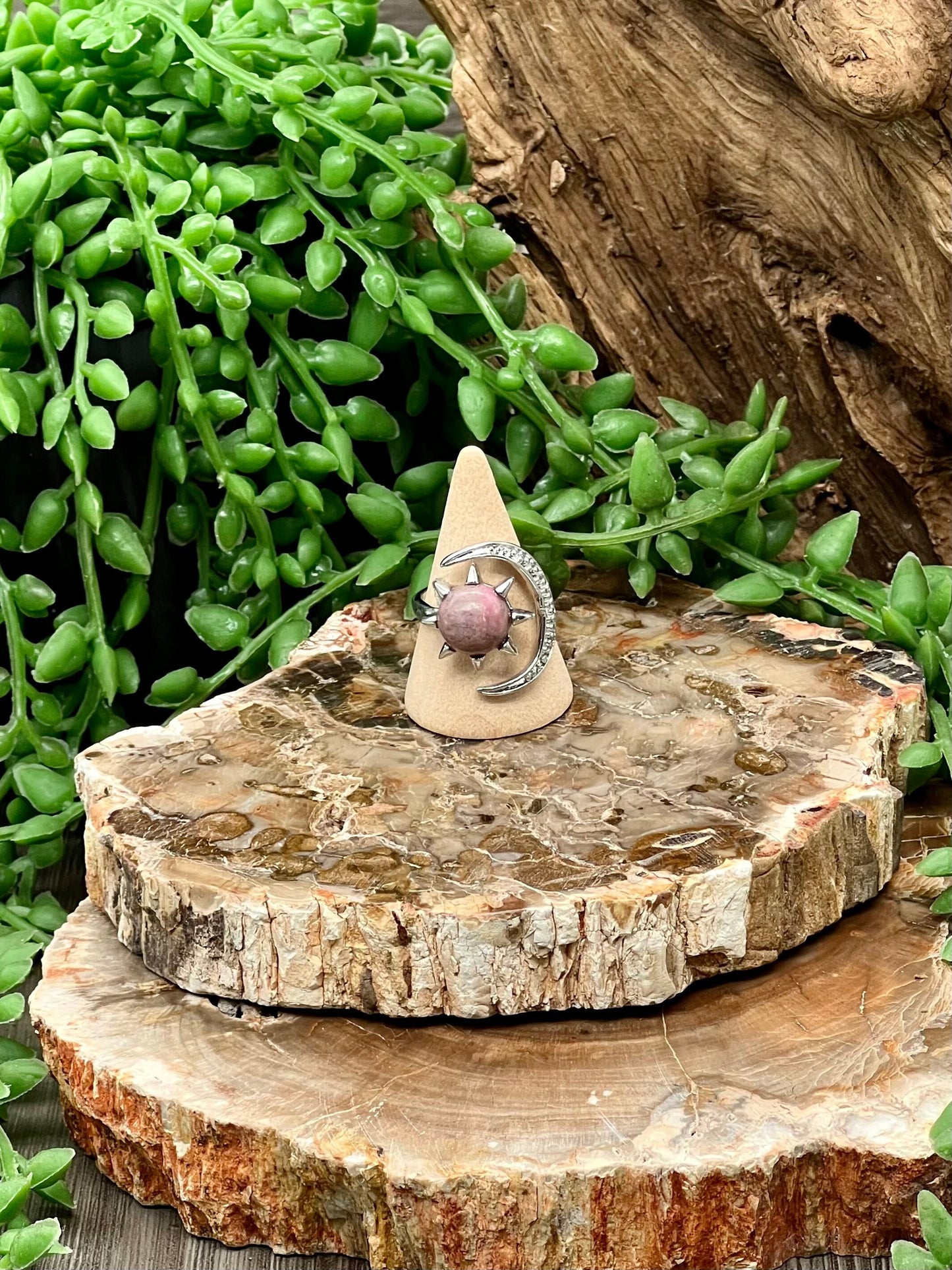 Rhodonite Moon/Sun Ring