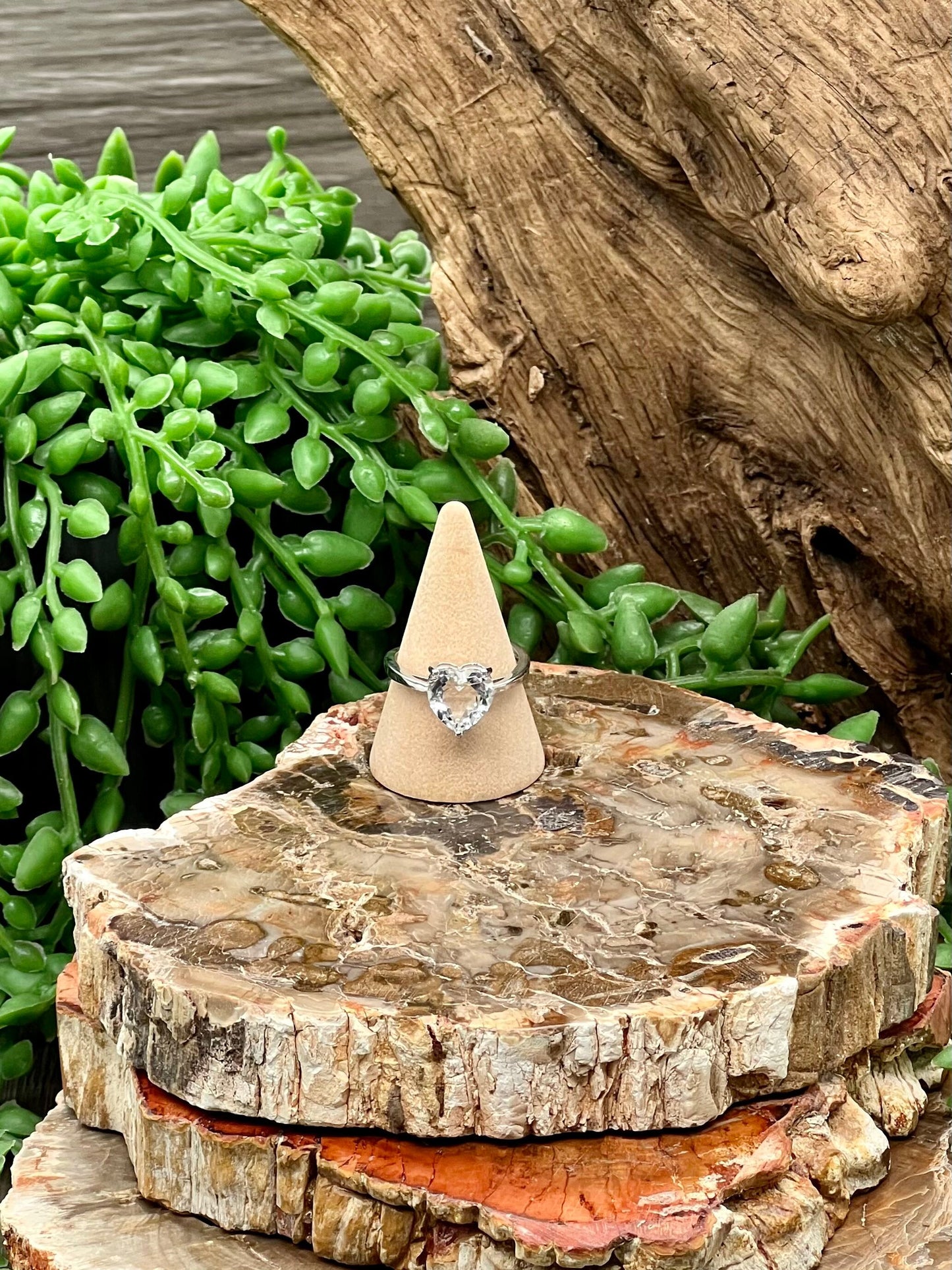 Clear Quartz Heart Ring