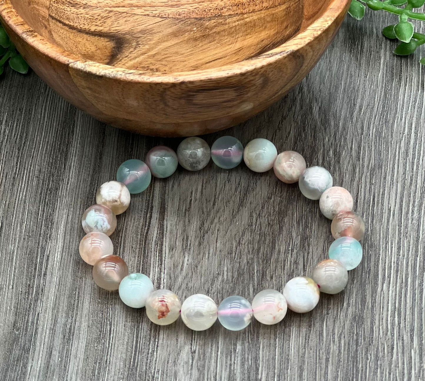 Green Flower Agate Bracelet