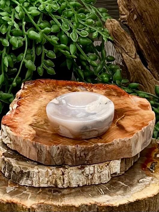 Flower Agate Mini-Bowl/Sphere Holder