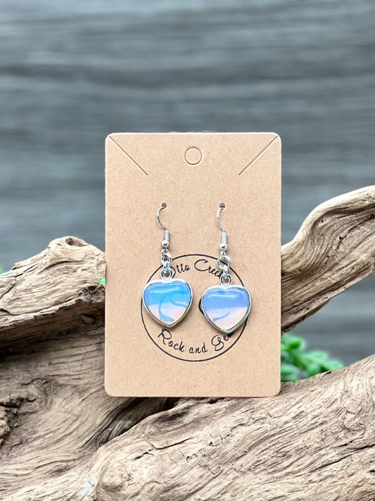 Opalite (man-made) Hanging Heart Earrings