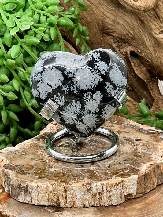 Snowflake Obsidian Heart