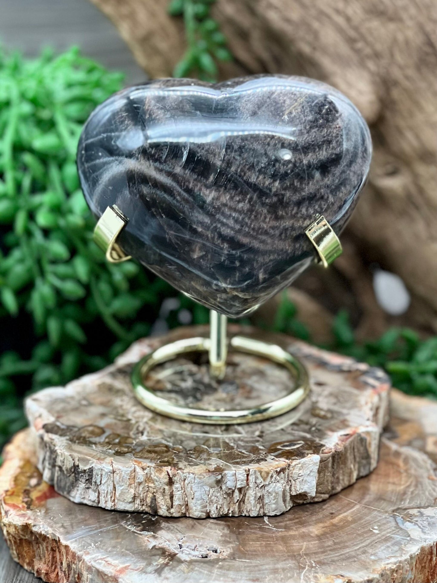 Black Moonstone Heart