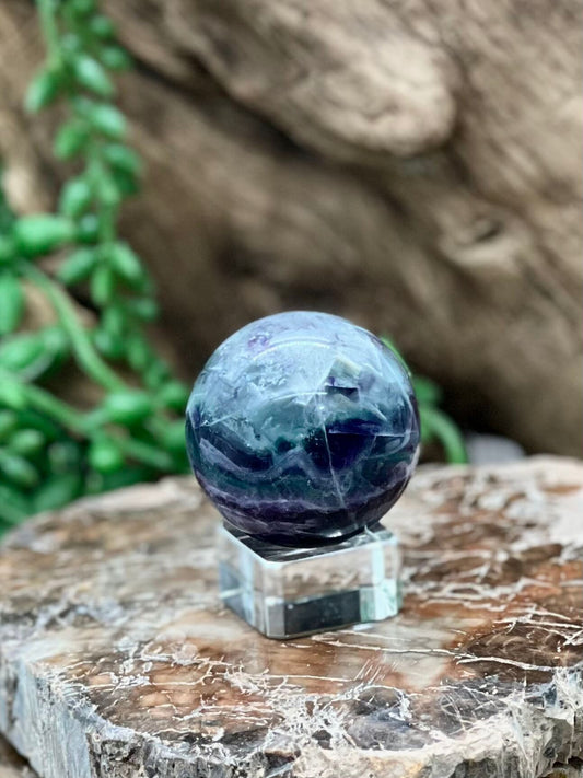 Rainbow Feather Fluorite Sphere