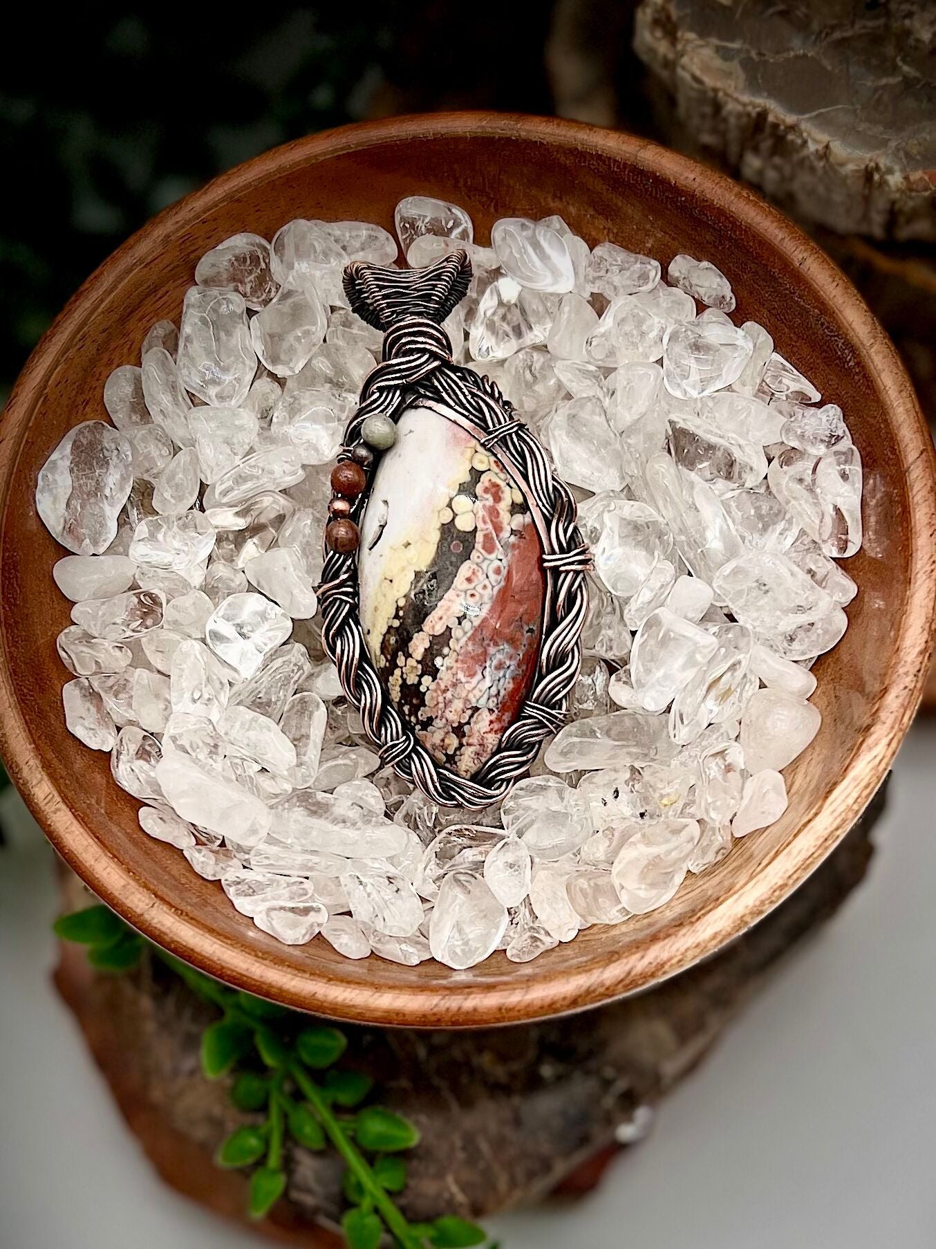 8th Vein Ocean Jasper Wire Wrapped Pendant