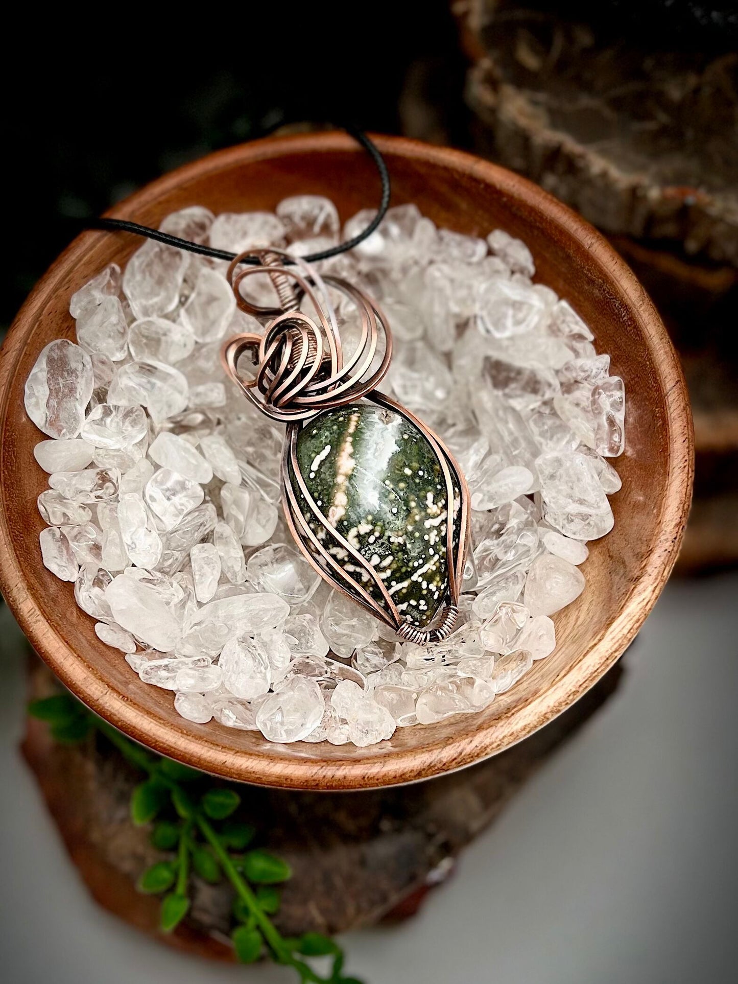 8th Vein Ocean Jasper Wire Wrapped Pendant