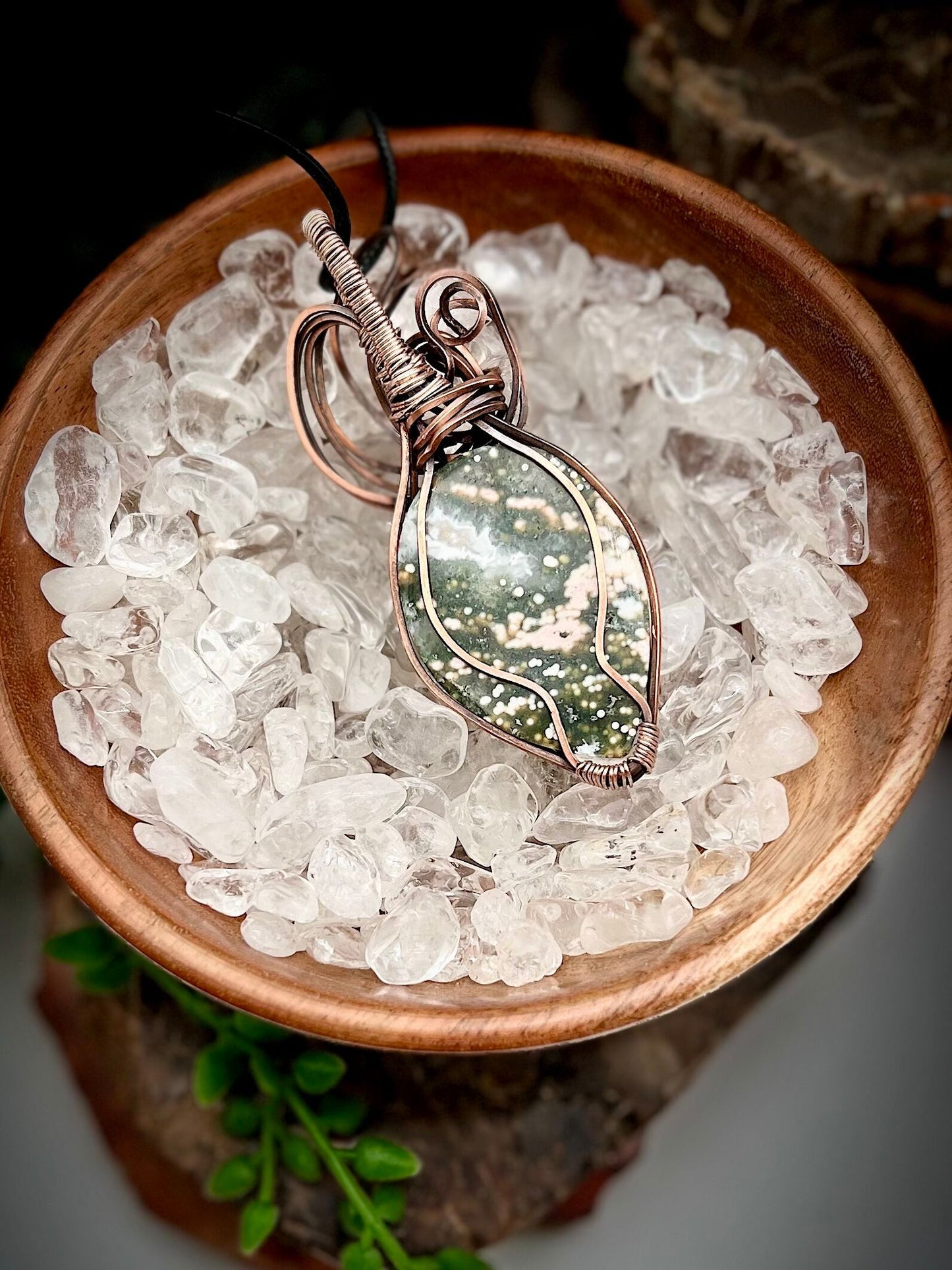 8th Vein Ocean Jasper Wire Wrapped Pendant