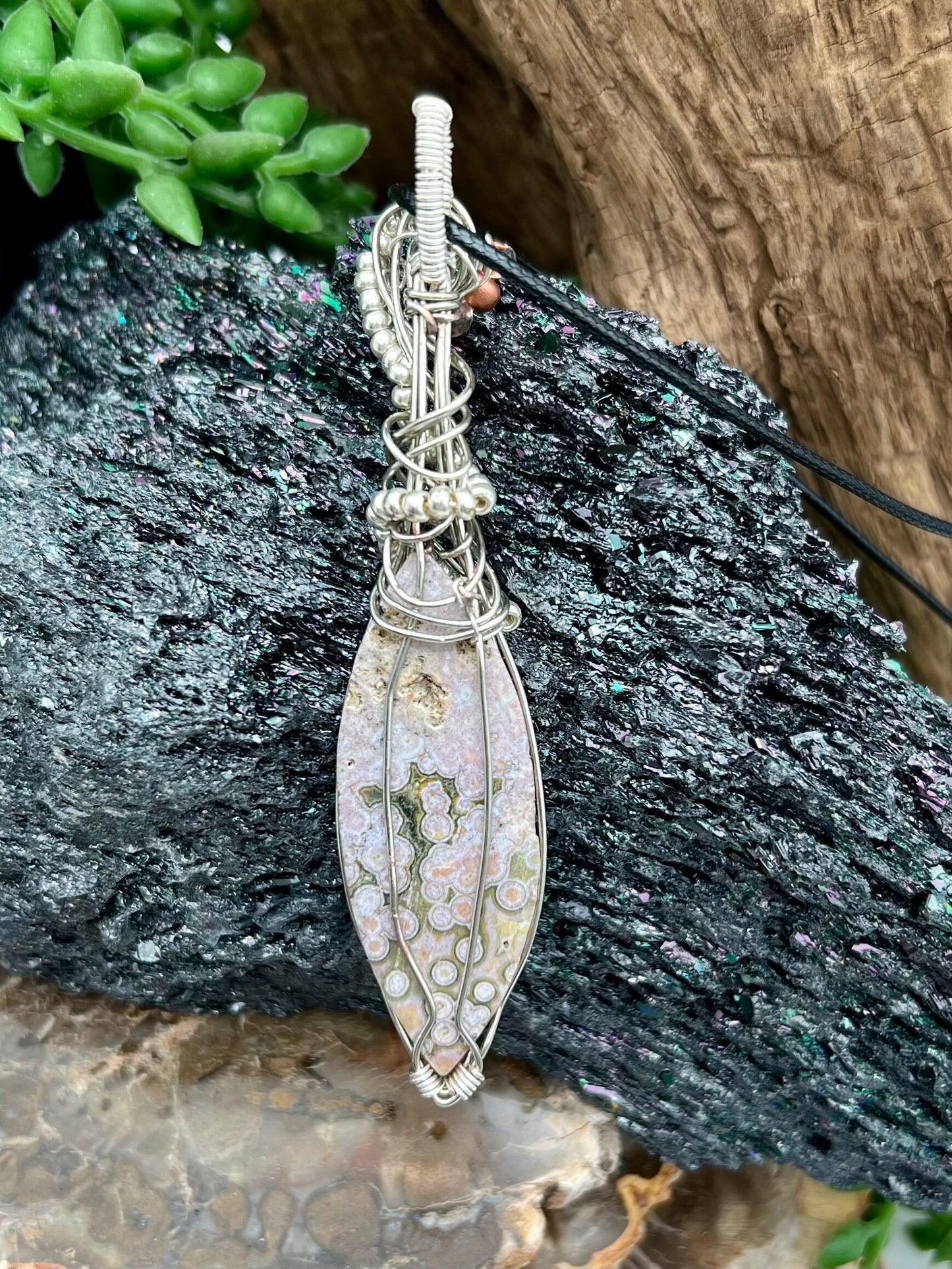 Ocean Jasper Wire Wrapped Pendant