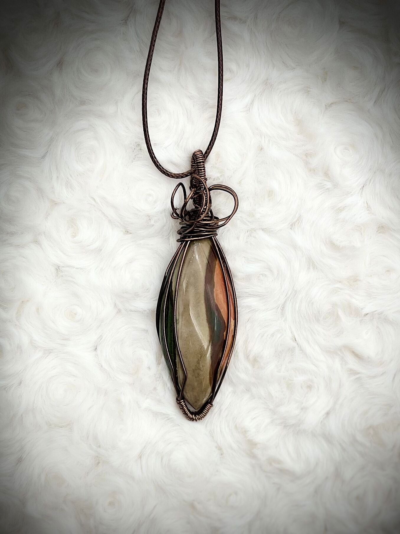 Polychrome Jasper Pendant in Bronze Copper