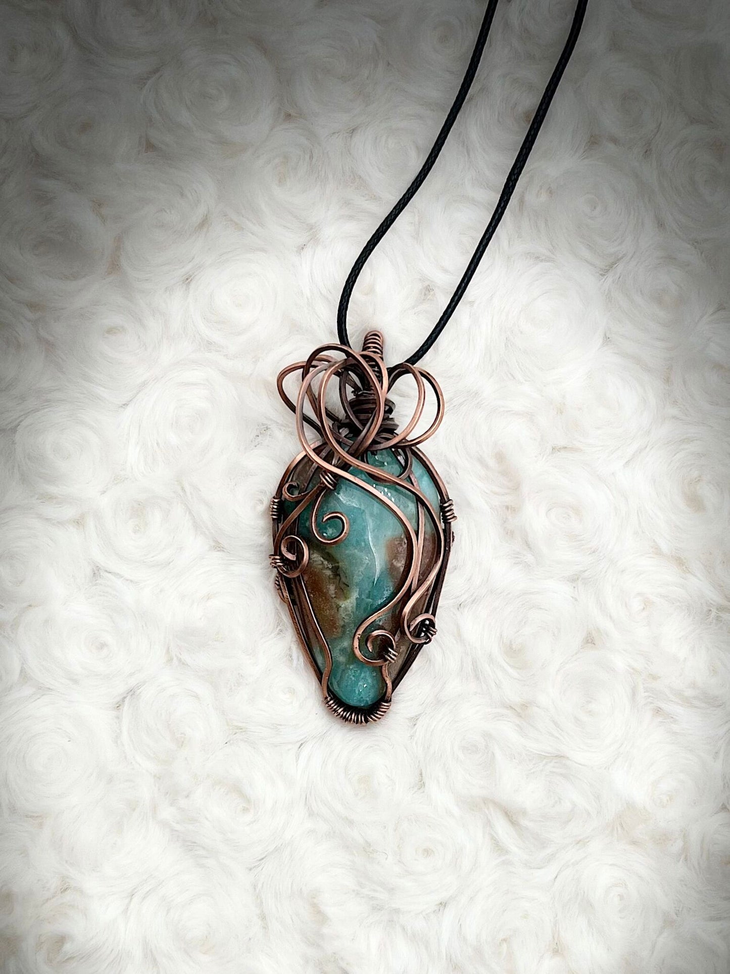 Caribbean Calcite Pendant in Antique Copper