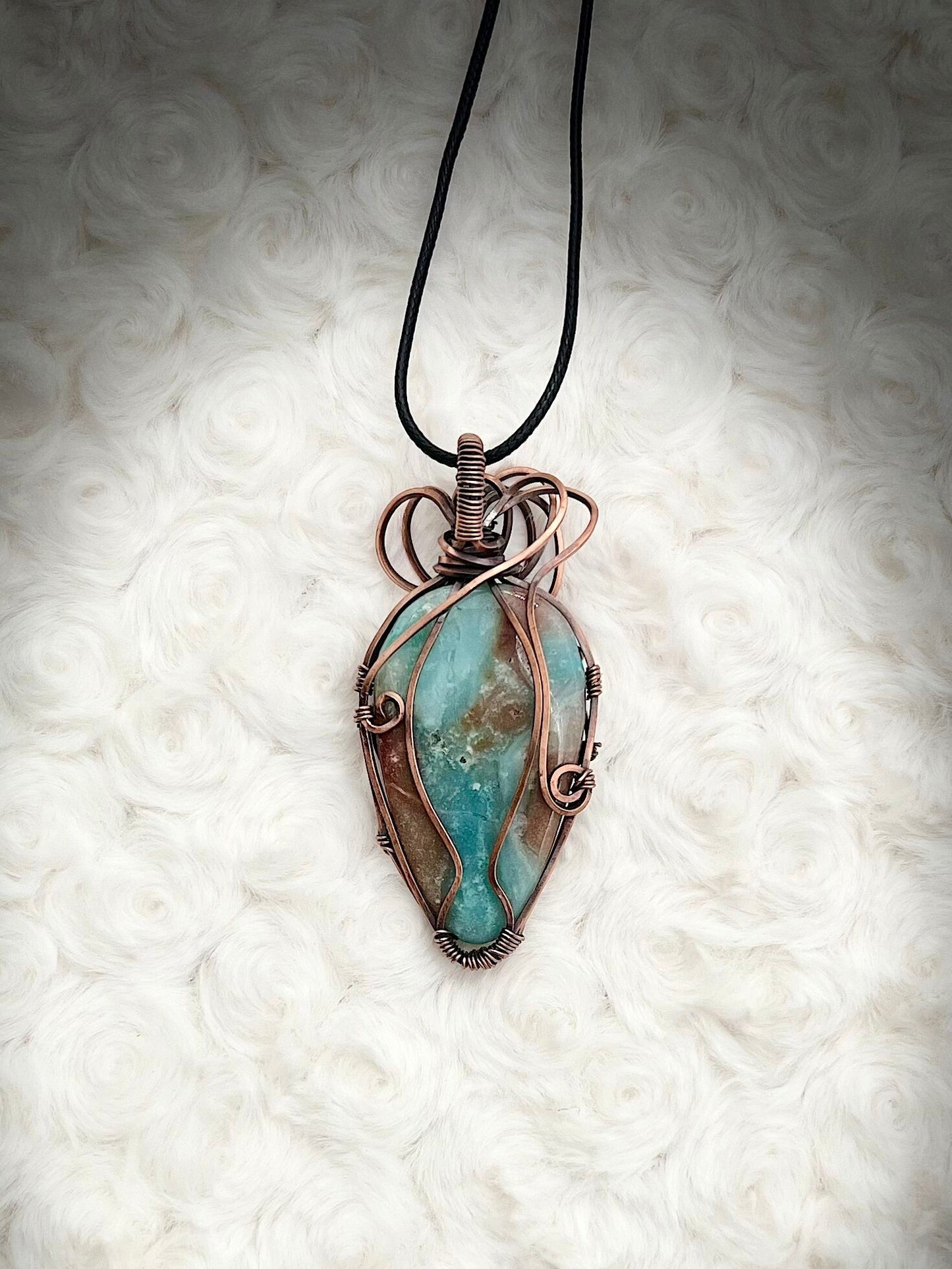 Caribbean Calcite Pendant in Antique Copper