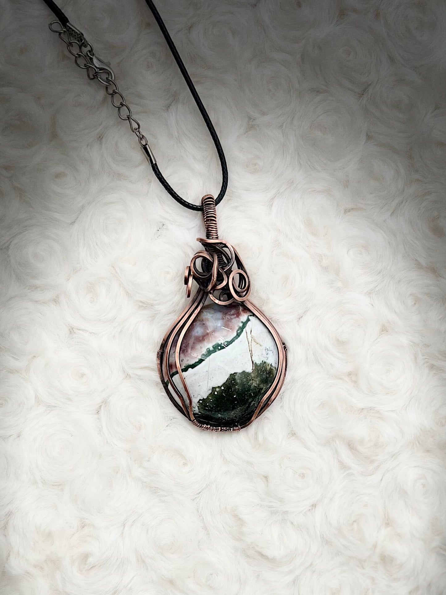 Ocean Jasper Pendant in Antique Copper