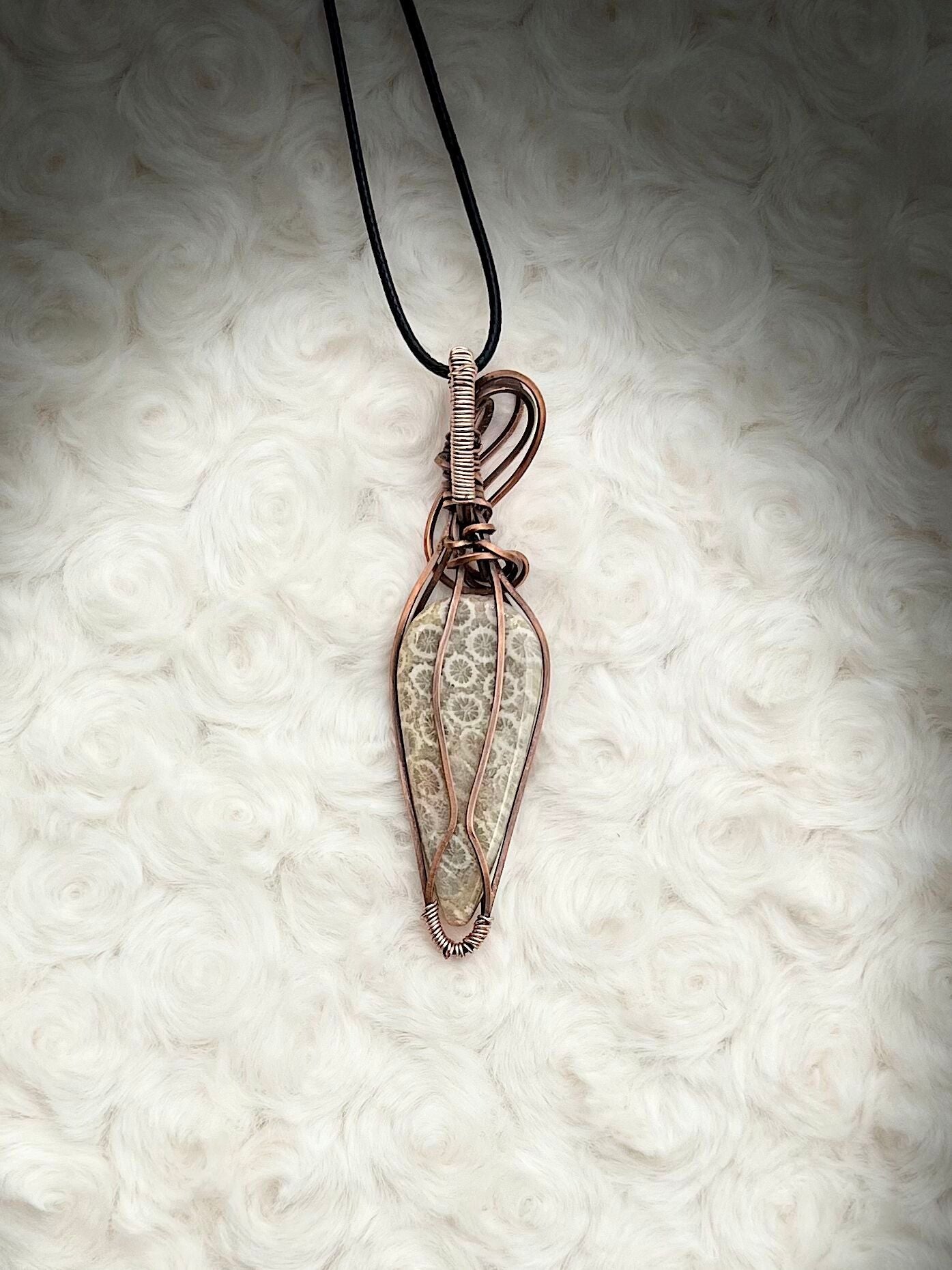 Fossil Coral Pendant in Antique Copper