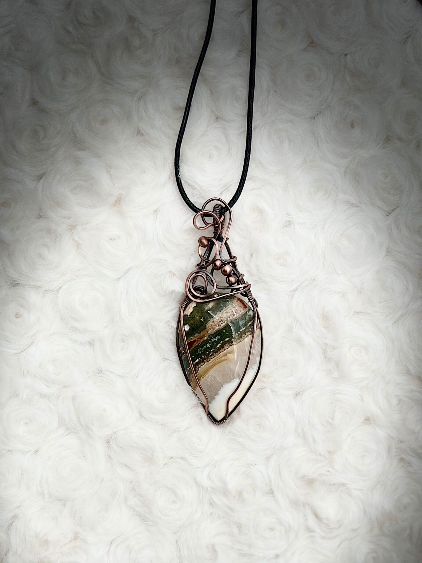 8th Vein Ocean Jasper Pendant in Antique Copper