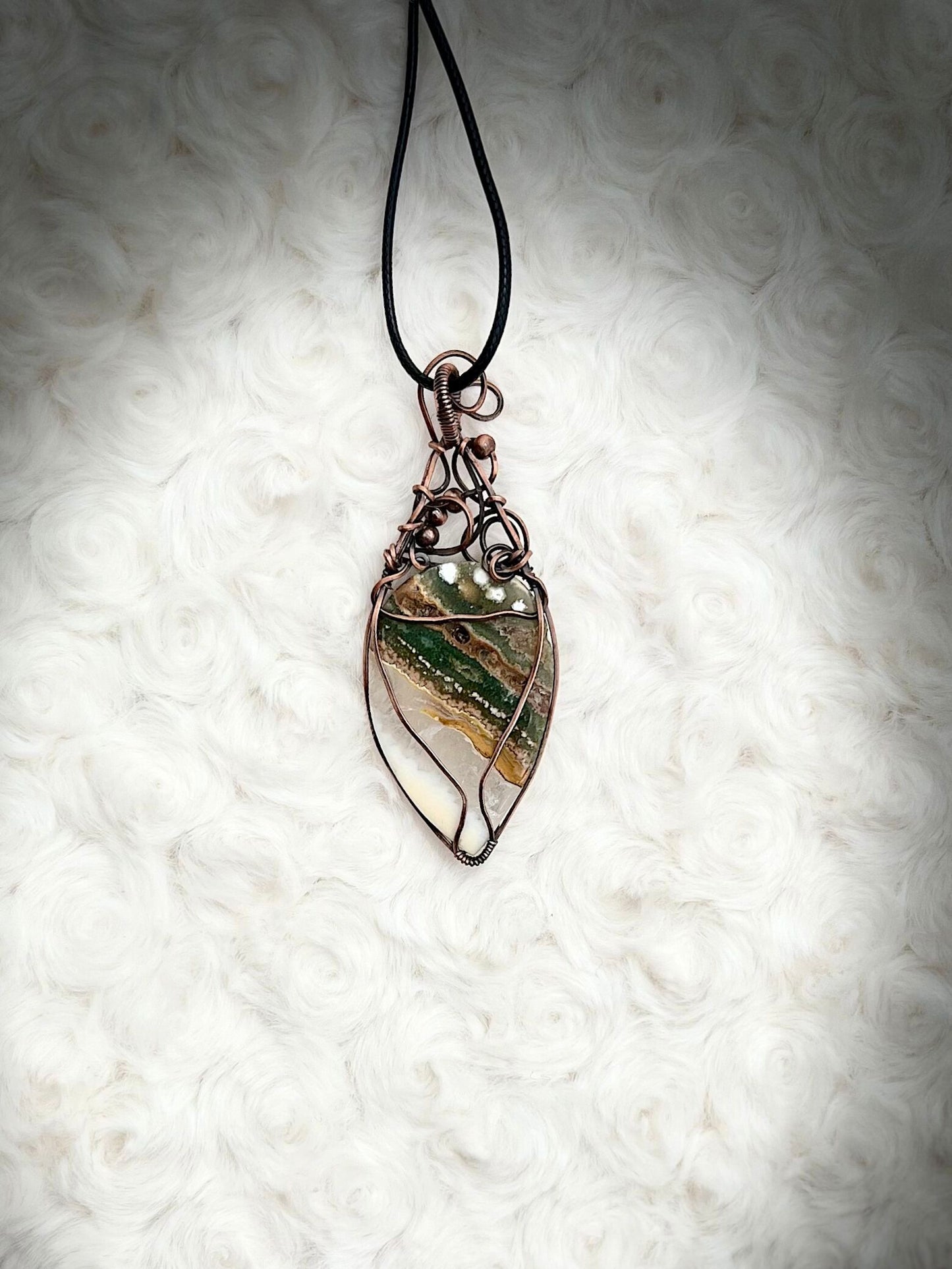 8th Vein Ocean Jasper Pendant in Antique Copper