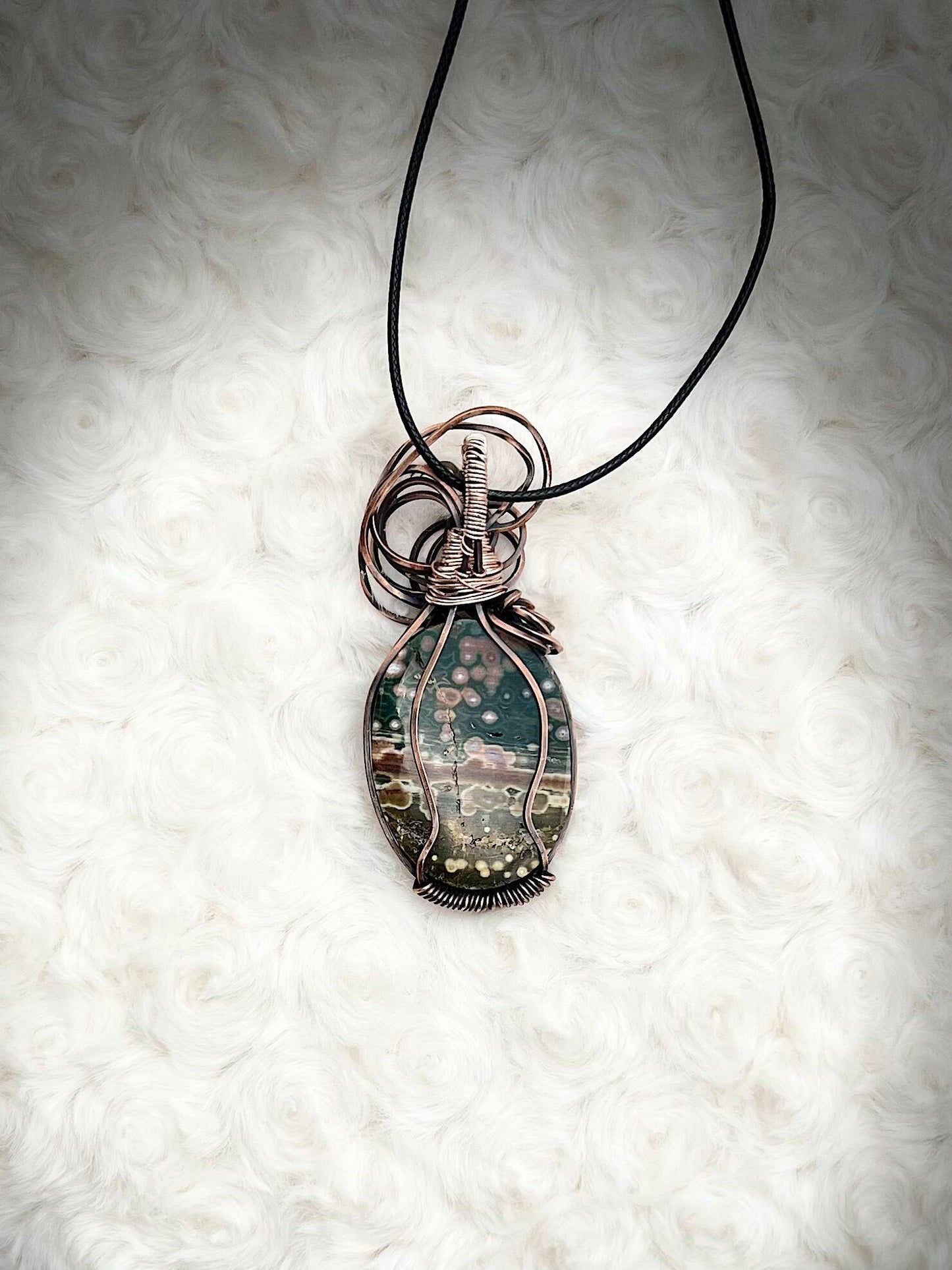 8th Vein Ocean Jasper Pendant in Antique Copper