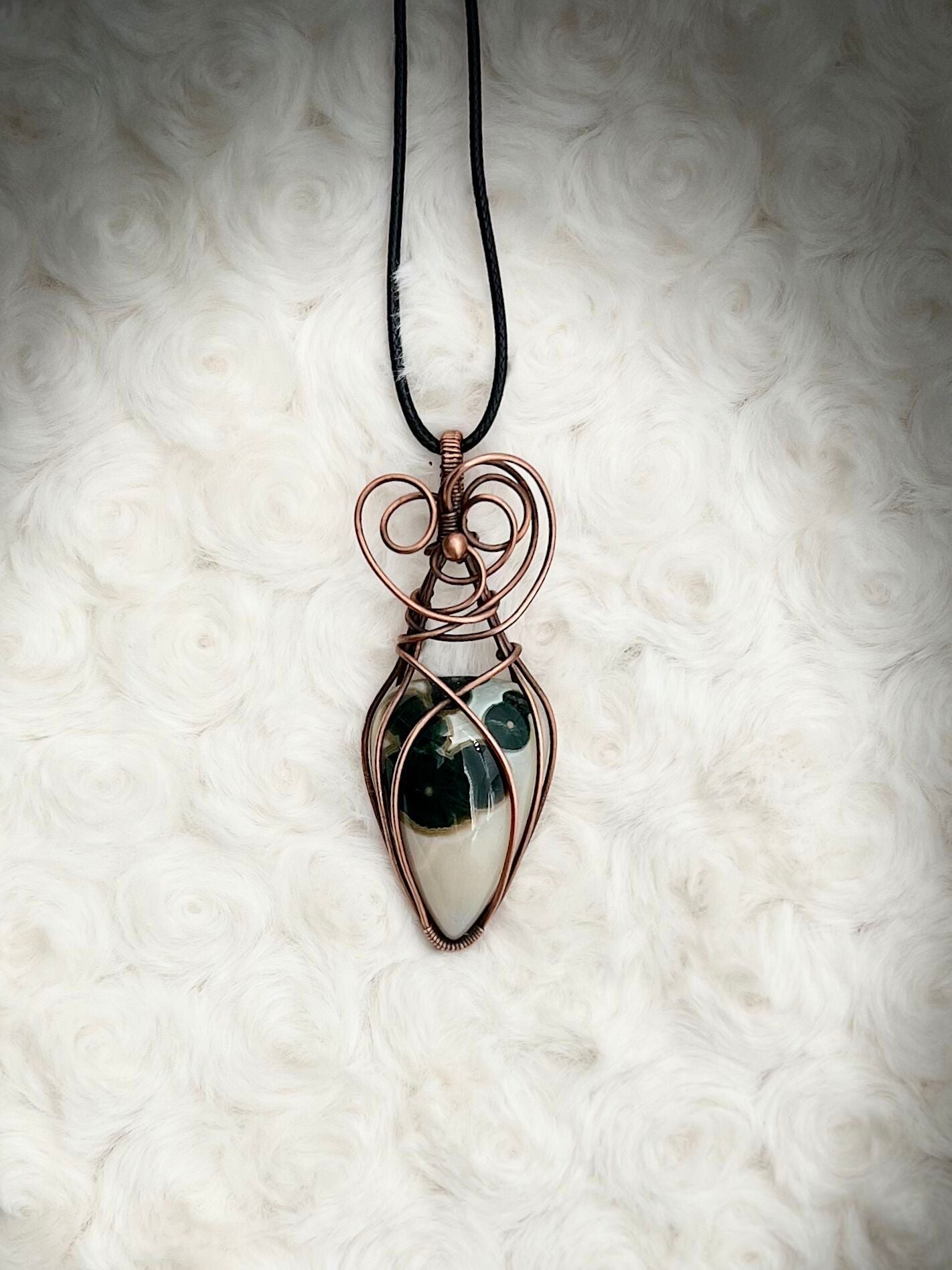 Ocean Jasper Pendant in Antique Copper