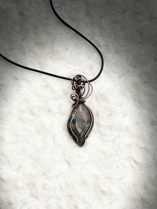 Labradorite Pendant in Antique Copper