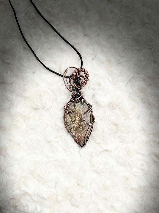 Ocean Jasper Pendant in Antique Copper