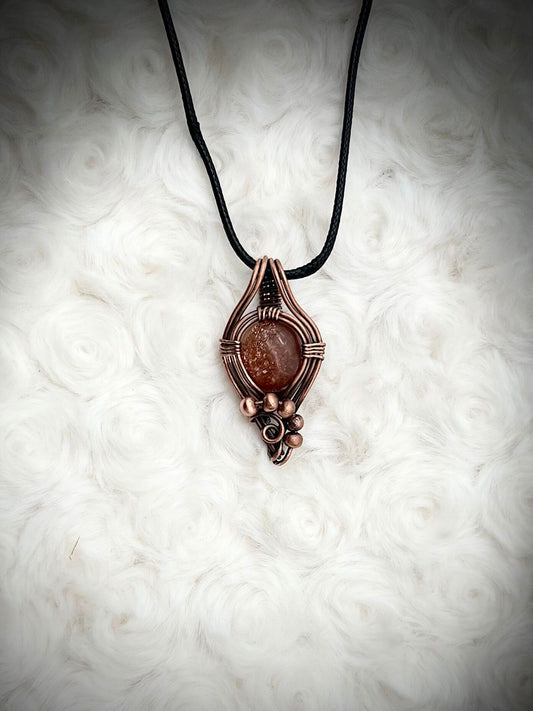 Sunstone Pendant in Antique Copper