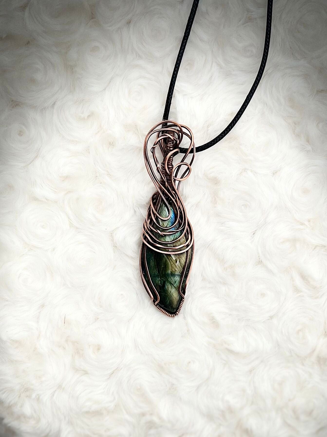 Labradorite Pendant in Antique Copper