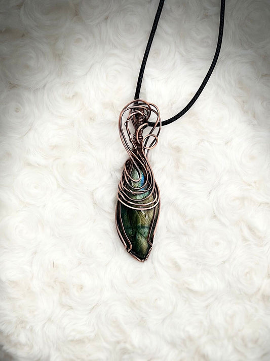 Labradorite Pendant in Antique Copper