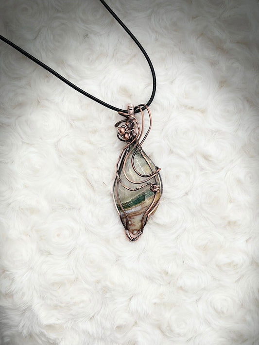 Ocean Jasper Pendant in Antique Copper