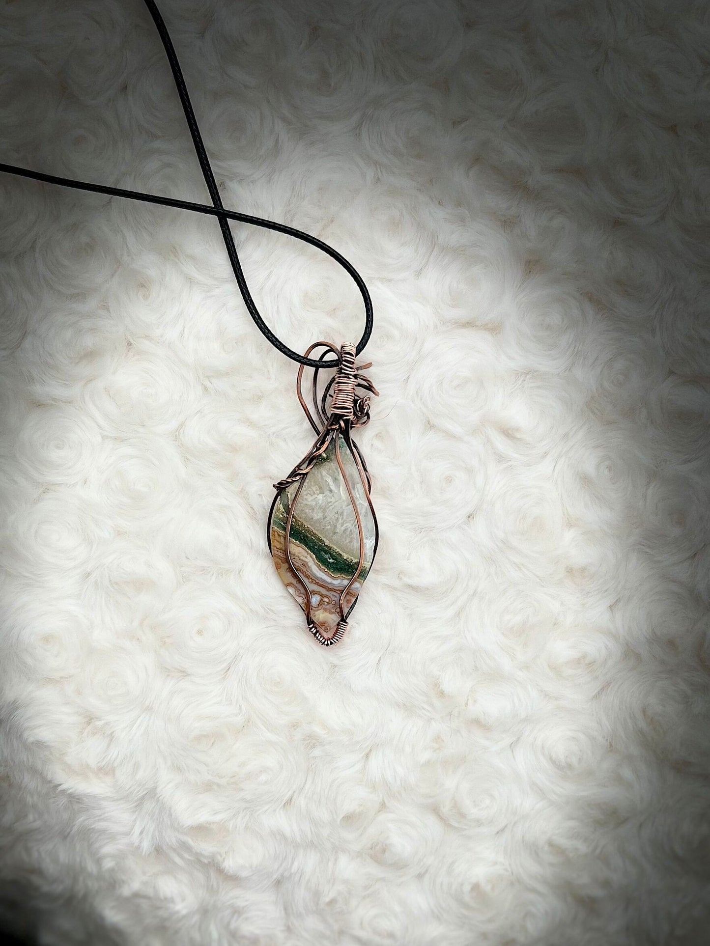 Ocean Jasper Pendant in Antique Copper