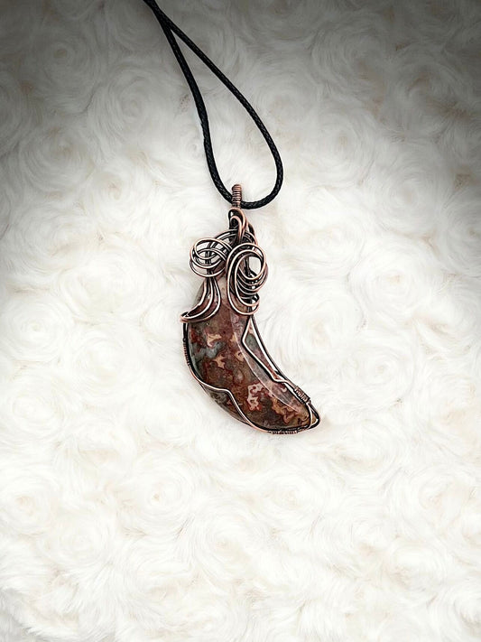 Ocean Jasper Pendant in Antique Copper