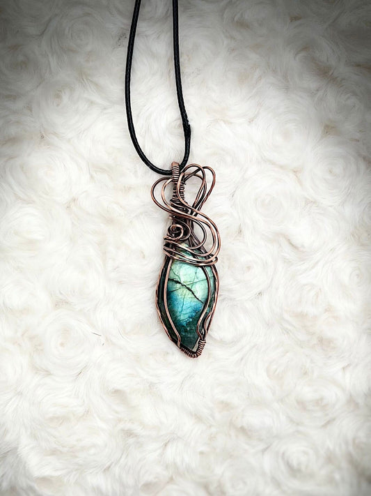 Labradorite Pendant in Antique Copper