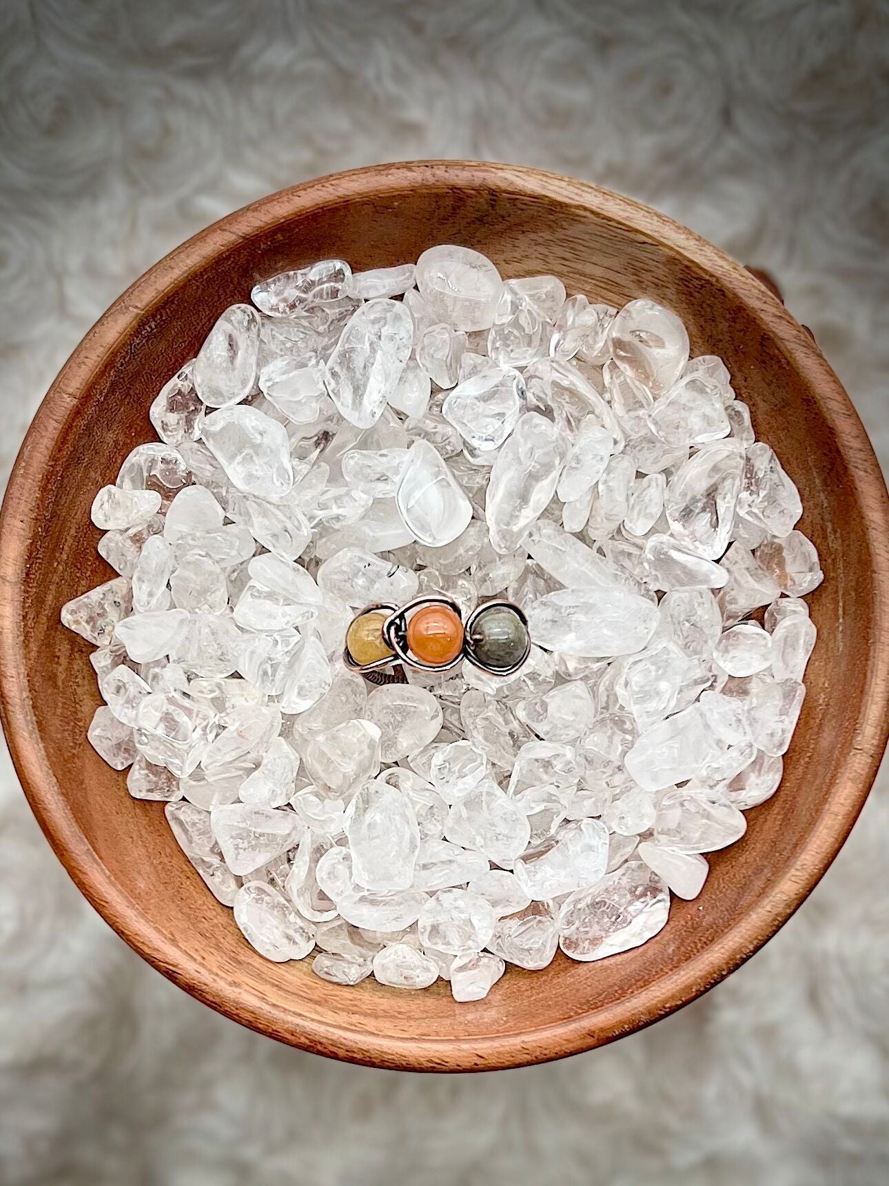 Yan Yuan Agate in Silver Colored Copper Ring