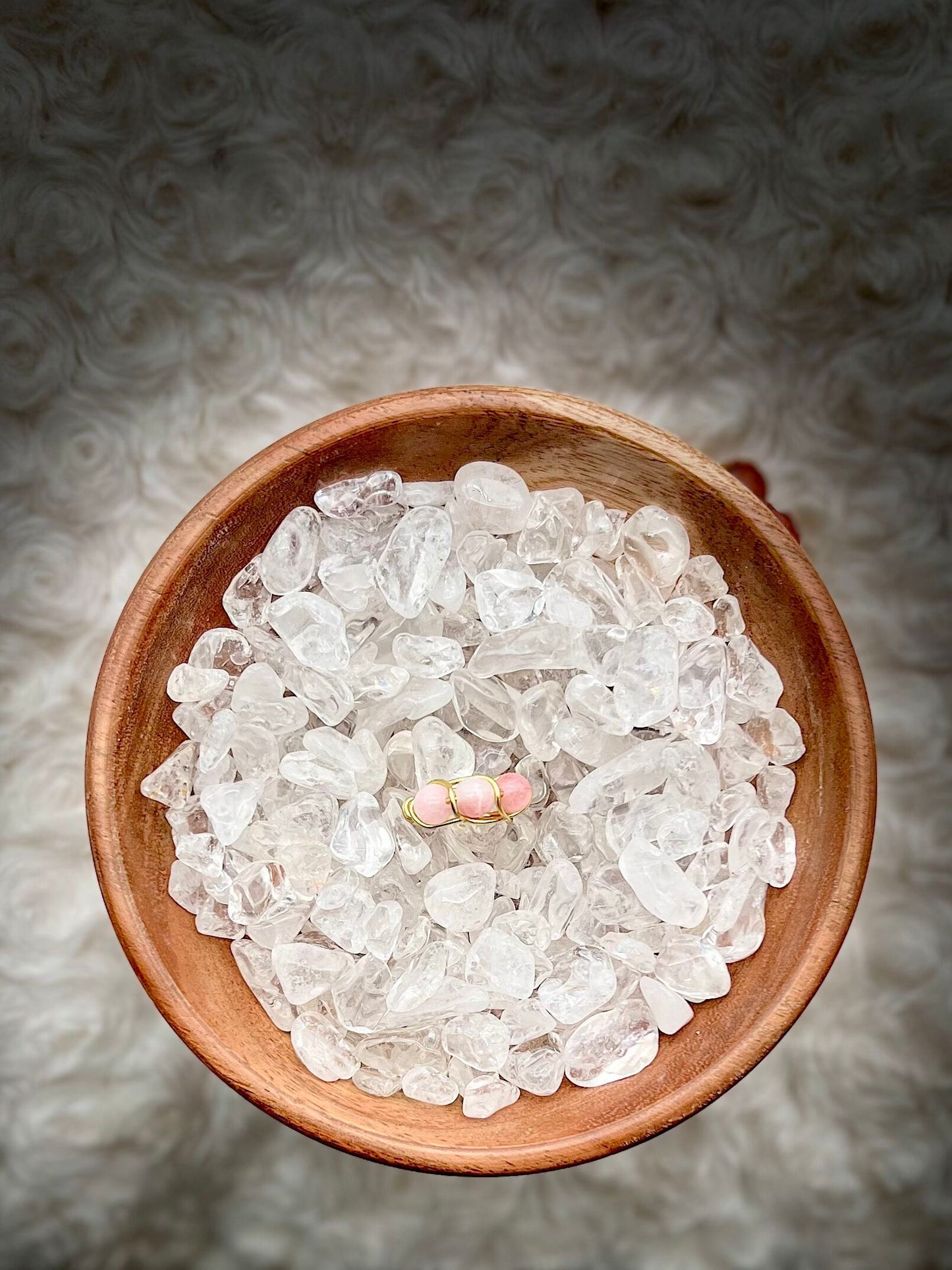 Pink Chalcedony in Golden Colored Copper Ring