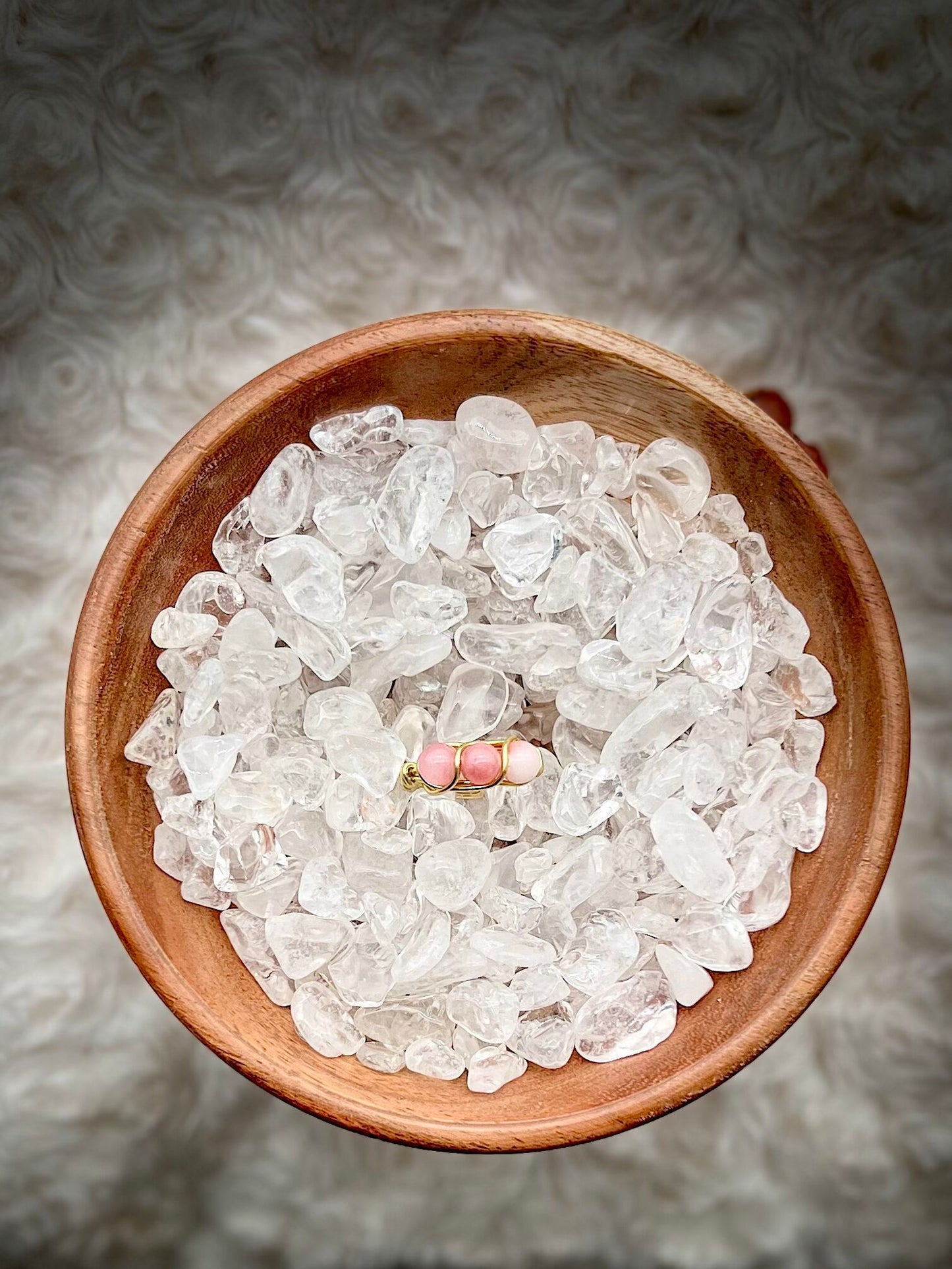 Pink Chalcedony in Golden Colored Copper Ring