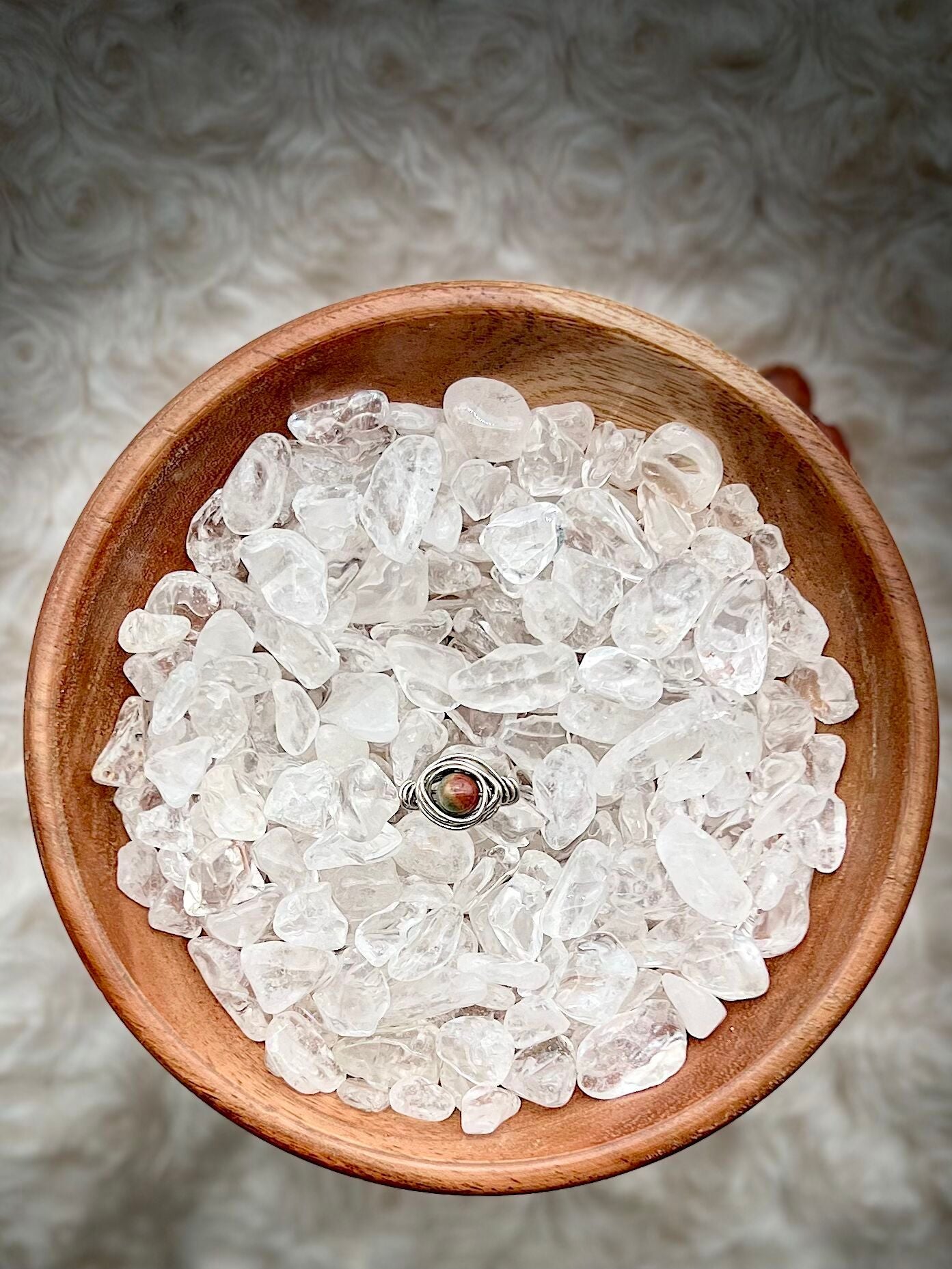 Alashan Agate in Silver Colored Copper Ring