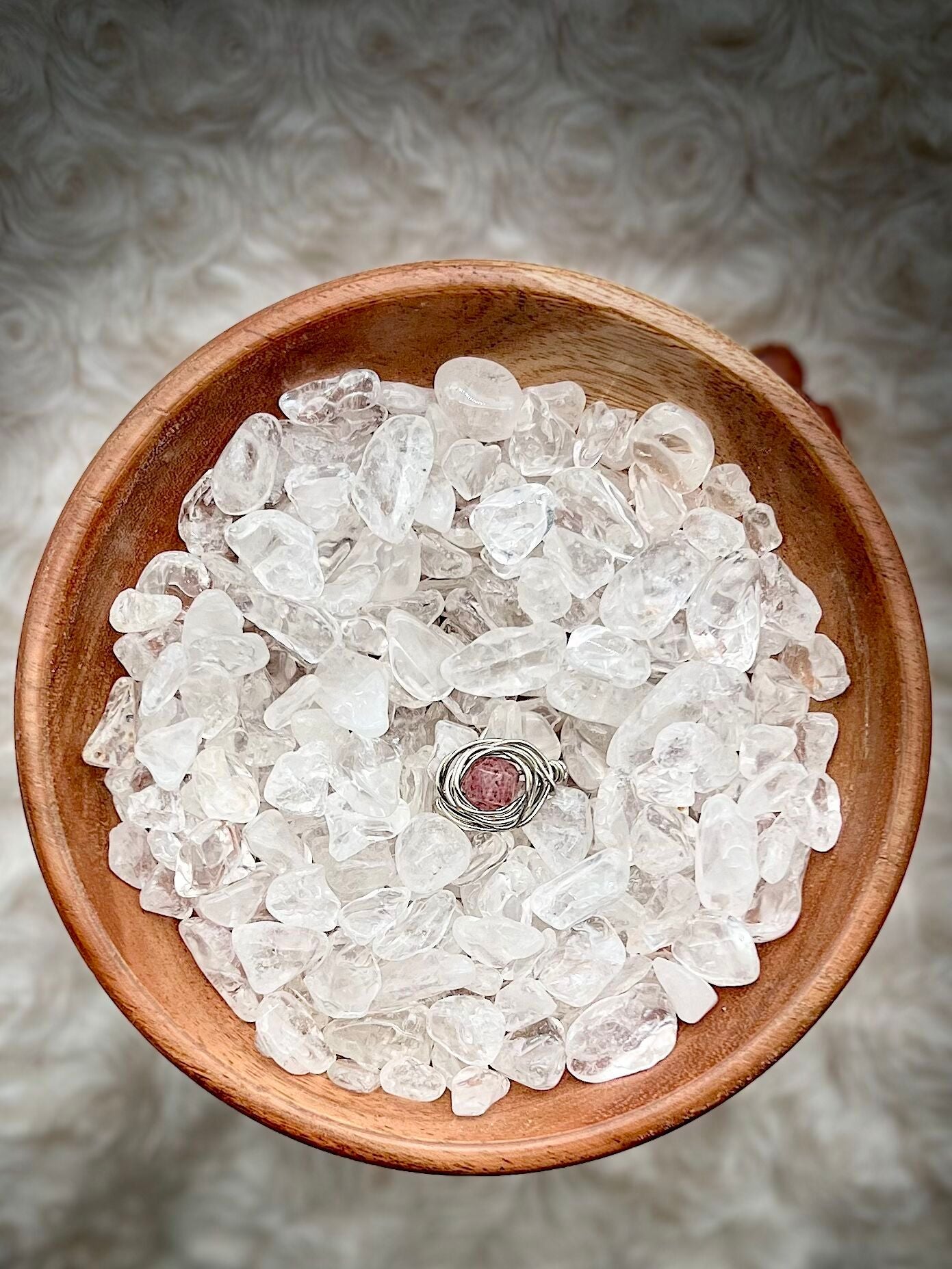 Strawberry Quartz in Silver Colored Copper Ring