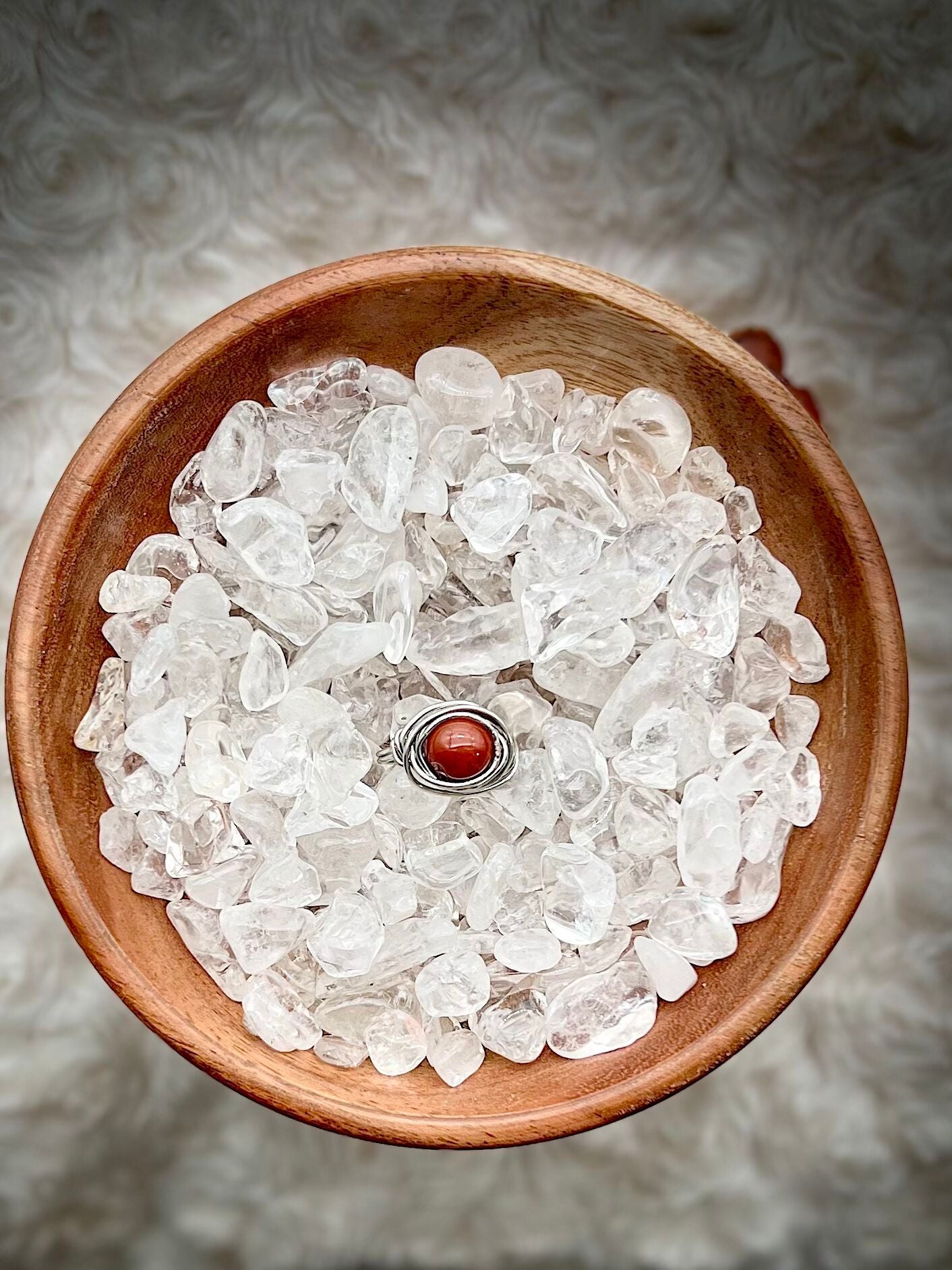 Yan Yuan Agate in Silver Colored Copper Ring