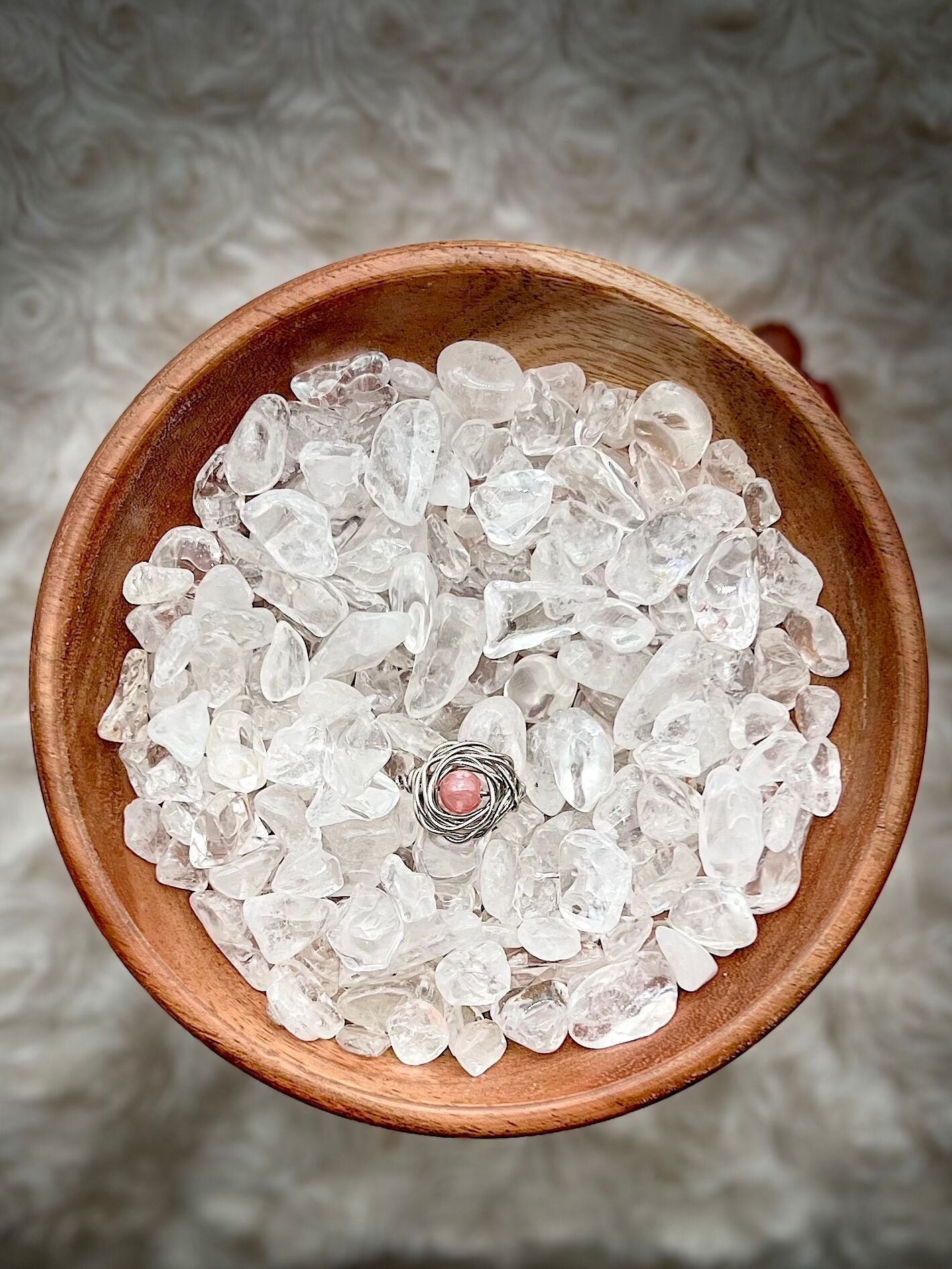 Yan Yuan Agate in Silver Colored Copper Ring