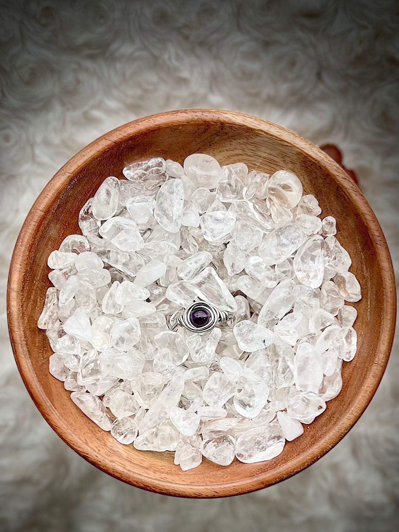 Amethyst in Silver Colored Copper Ring