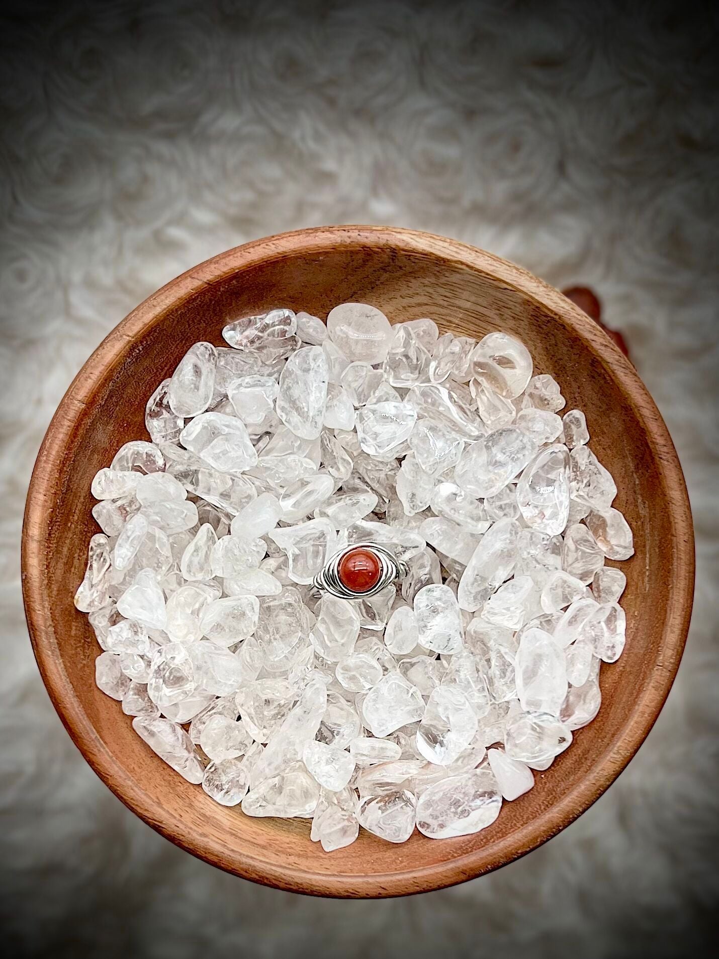 Yan Yuan Agate in Silver Colored Copper Ring