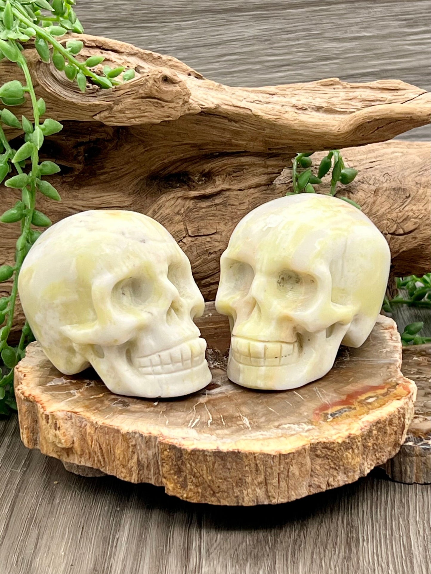 Lemon Jade Skull Carving