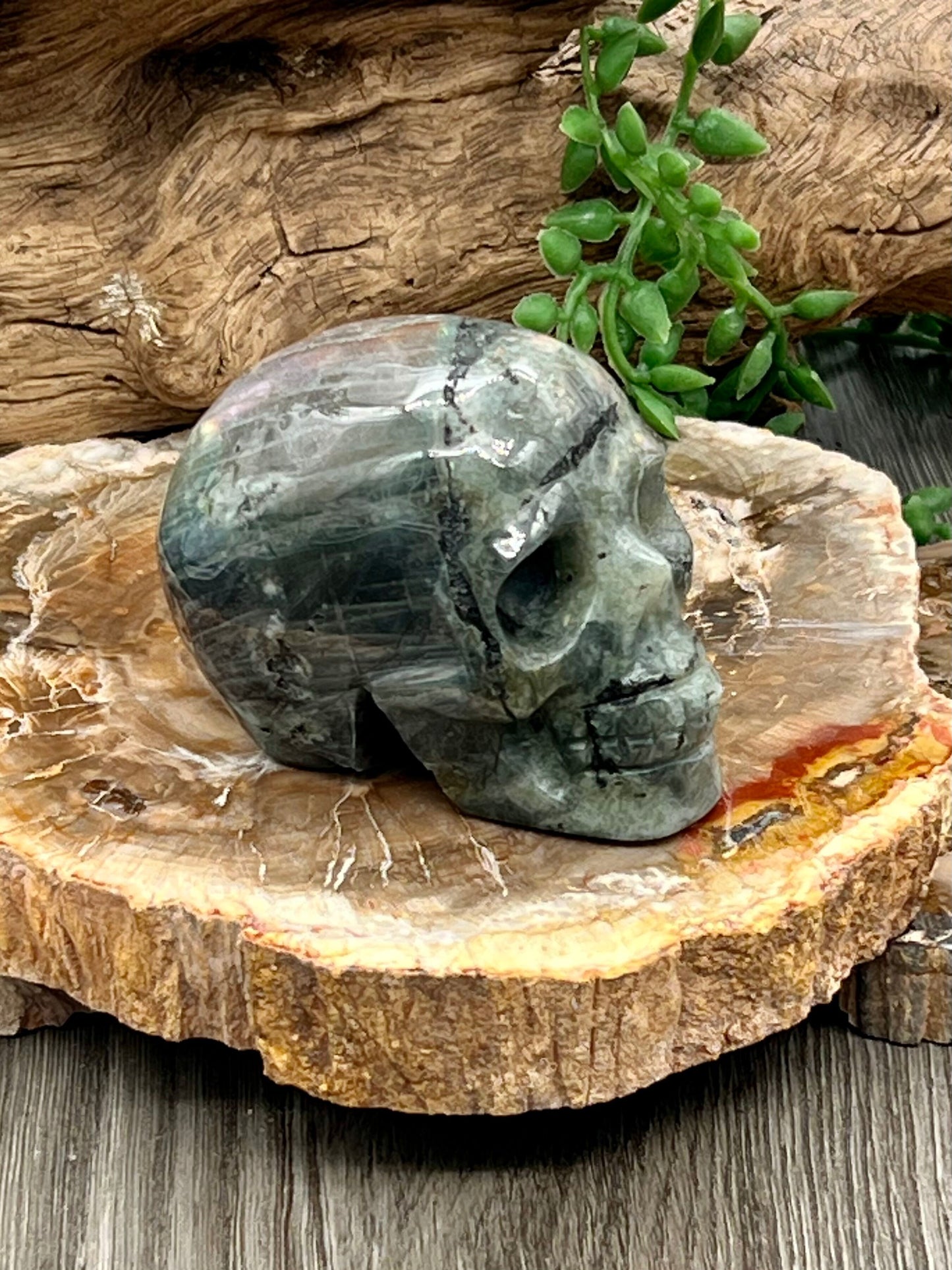 Labradorite Skull Carving