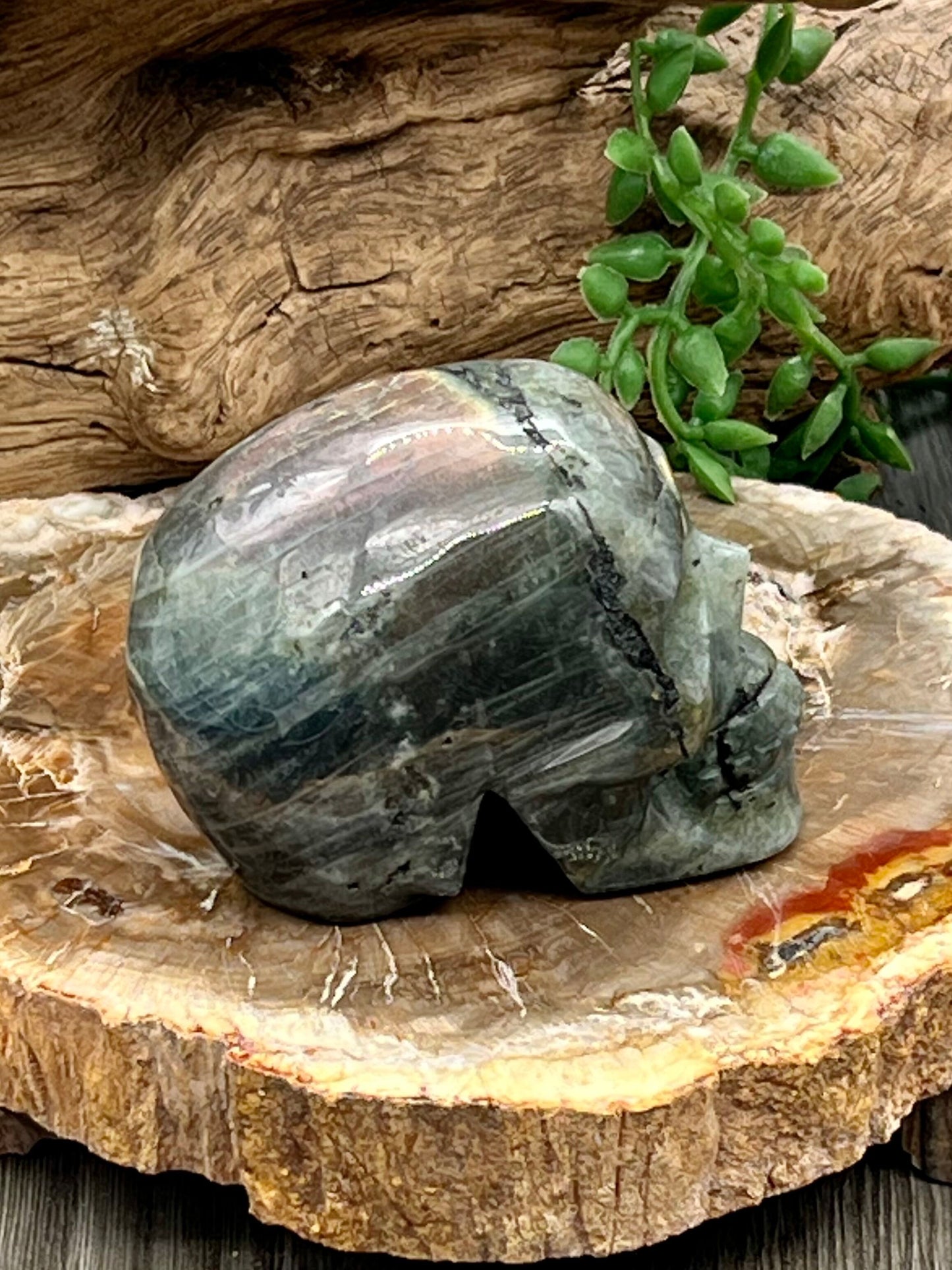 Labradorite Skull Carving