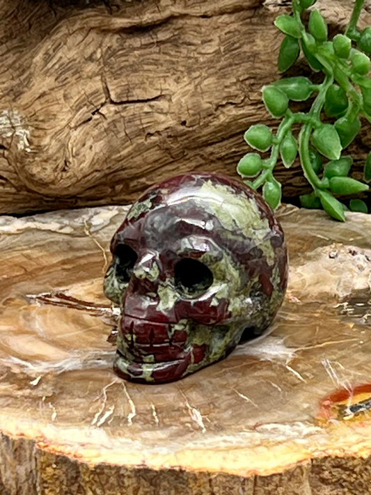 Dragon Blood Stone Skull Carving